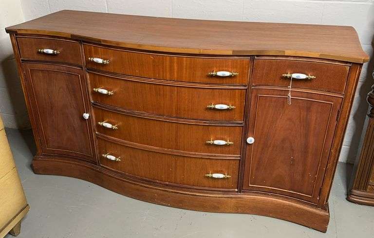 Vintage Wood Buffet With A Curved Front image