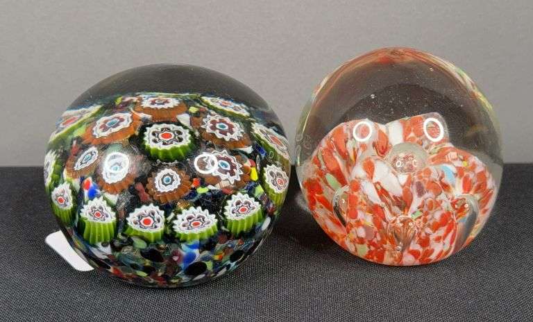 (2) Unmarked Glass Paperweights image
