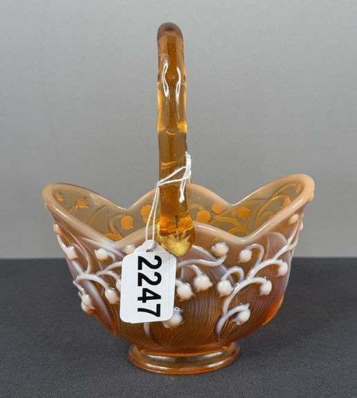 Fenton Art Glass Burmese Basket image