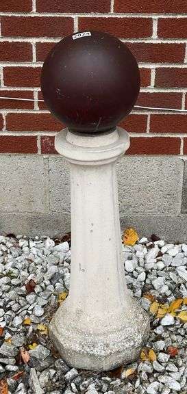 Concrete Pillar Garden Ornament With Bowling Ball Top Peice image