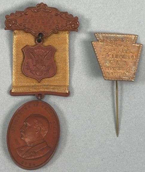 Pair of G.A.R. Pittsburgh Pennsylvania 28th National Encampment 1894 Badges & Pins image