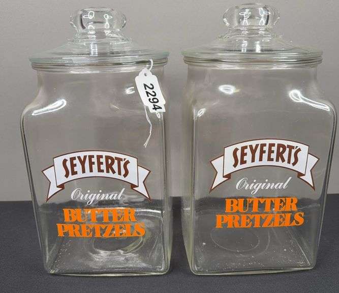 (2) Seyferts Butter Pretzel Glass Jars image
