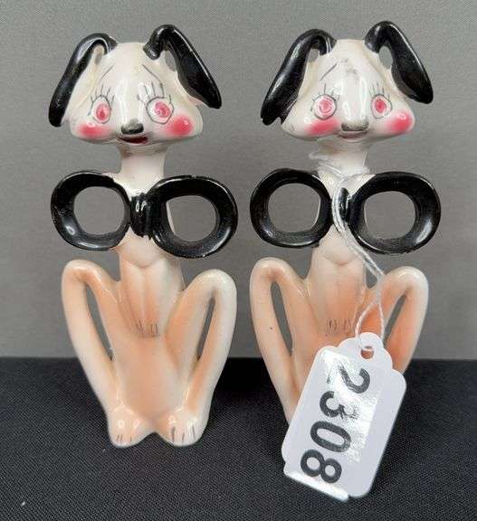 Vintage Puppies with Black Bows Salt & Pepper Shakers image