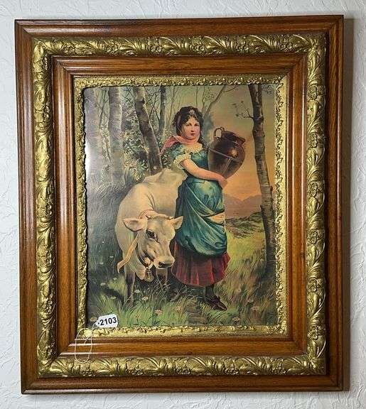 Large Vintage Picture & Picture Frame image