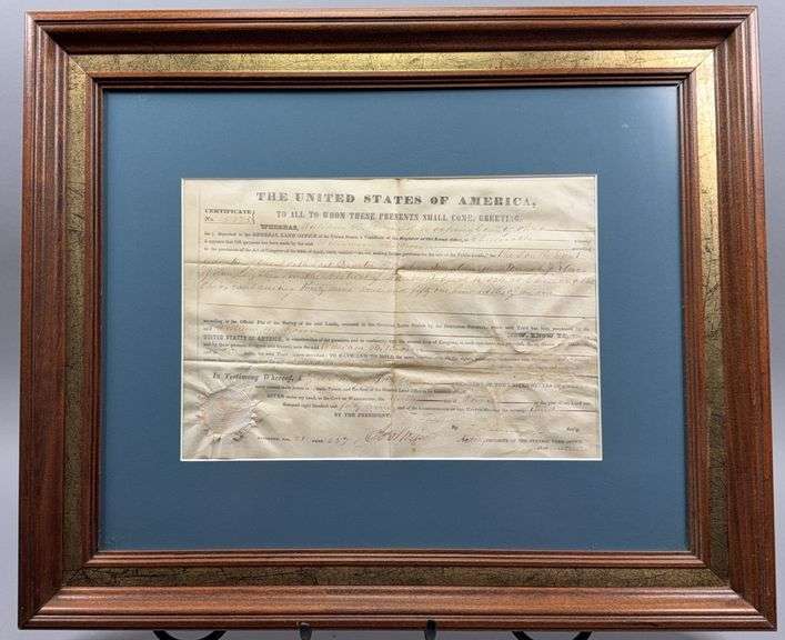 United States Land Grant Certificate 1849 Signed image