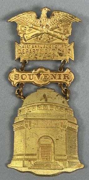 G.A.R. 41st Annual Encampment Department Ohio Souvenir Badge 1907 image