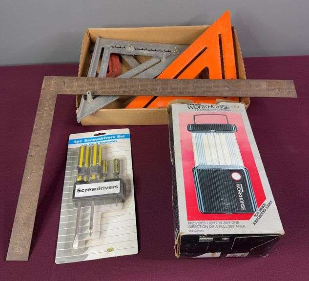 WorkHorse Lantern & Speed Squares & Screw Driver image