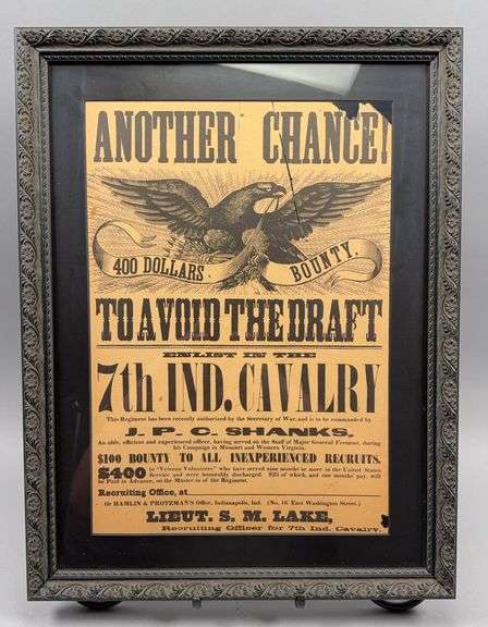 Civil War Recruiting Poster Framed image