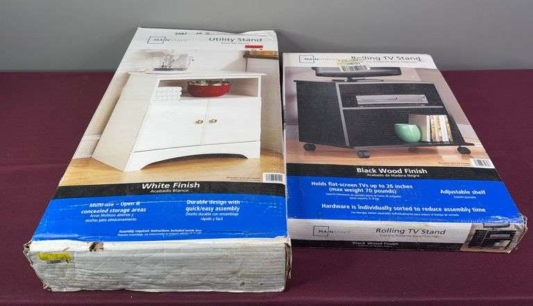 NIB Mainstays Utility Stand and Rolling TV Stand image