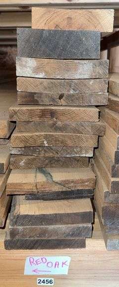 Stack of (15) Hard Wood, Rough Cut, Red Oak Boards image