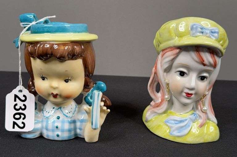 Pair of Little Girl Head Vases image