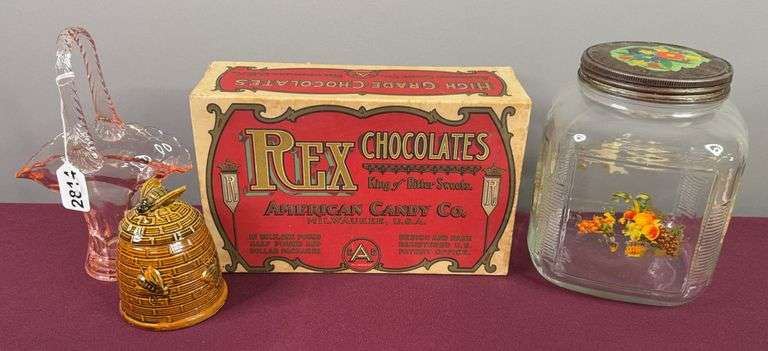 Cookie Jar, Chocolate Box, Honey Pot, & Handled Basket image