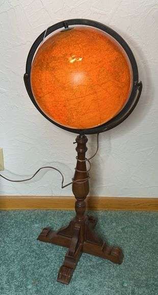 Light Up Replogle Floor Globe With Wooden Stand image