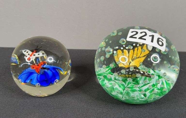 St.Clair & Unmarked Butterfly Glass Paperweights image