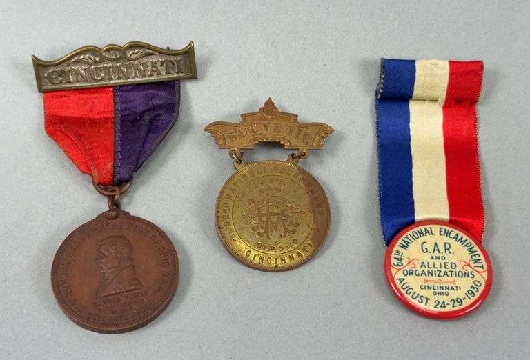 Three Cincinnati Ohio G.A.R. National Encampment Souvenir Medals image