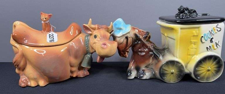 Cookies & Milk Horse & Buggy Jar & USA “W10” Cow Cookie Jar image