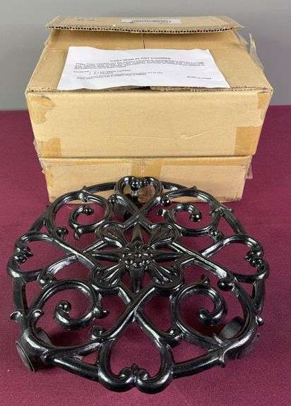 NIB 2 Sets of 3 12” Cast Iron Plant Caddies image