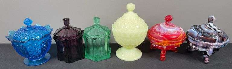 Various Art Glass Candy Dishes image