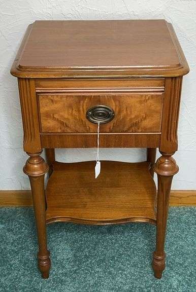 Two Tier Side Table With Turned Wood Legs image