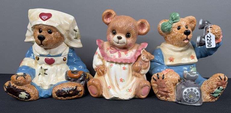 Trio of Teddy Bear Cookie Jars image