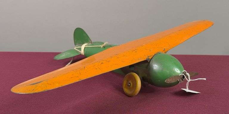 Green & Orange Metal Airplane Toy image