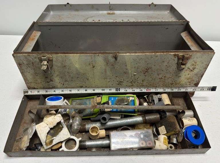 Metal Tool Box With Plumbing Supplies