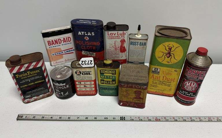 Lipton Tea, Marvel Mystery Oil, & Assorted Tins