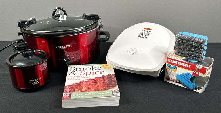 CrockPot Slow Cooker, Dip Pot & George Foreman Grilling Machine