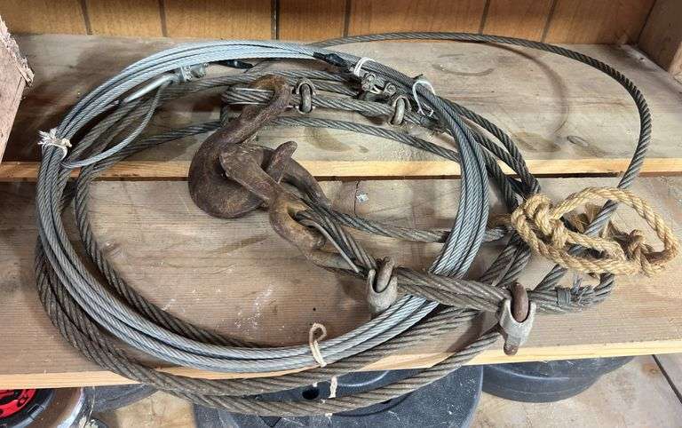 Misc. Cables, Wiring, Wooden Crate, & Metal Bucket