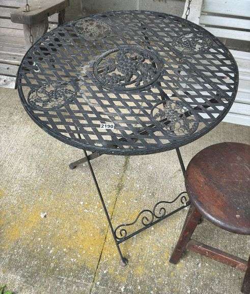 Metal Patio Table & Wooden Stool