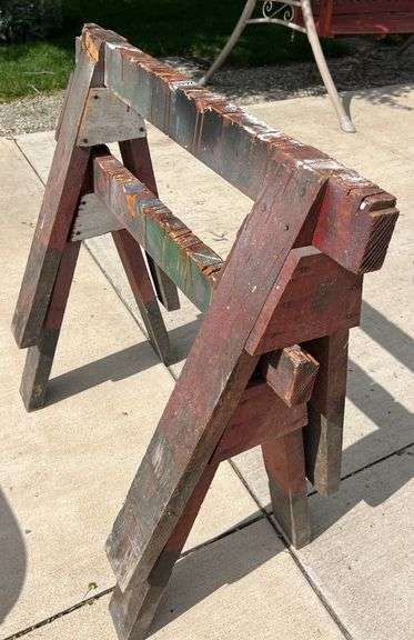 Pair of Wooden Sawhorses