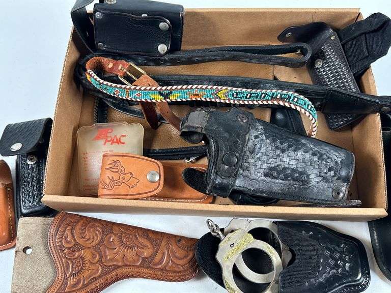 Handcuffs, Holsters & Assorted Leather Items