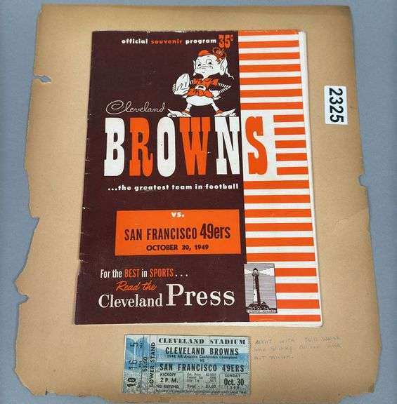 Cleveland Browns Oct 30, 1949 Souvenir Program & Ticket image