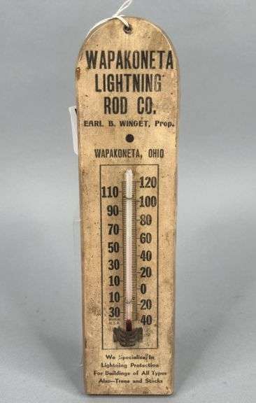 Wapakoneta Lightning Rod Co. Thermometer image