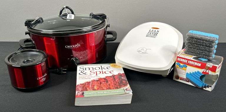 CrockPot Slow Cooker, Dip Pot & George Foreman Grilling Machine