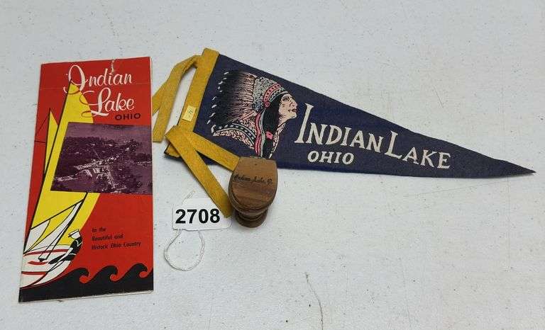 Indian Lake Flag, Flyers, & Wooden Toilet