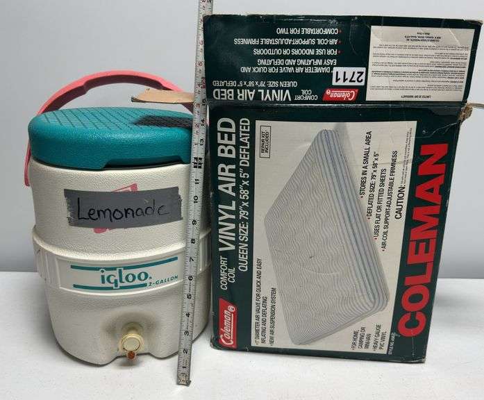 Coleman Queen Size Air Bed & Igloo 2-Gallon Cooler Dispenser
