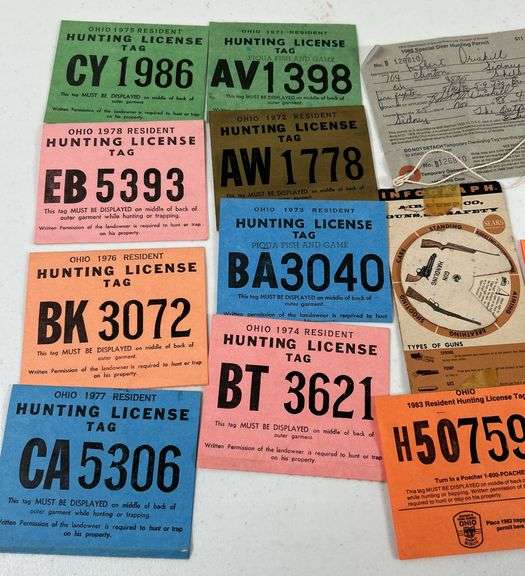Vintage Hunting Licenses & Gun Safety Card