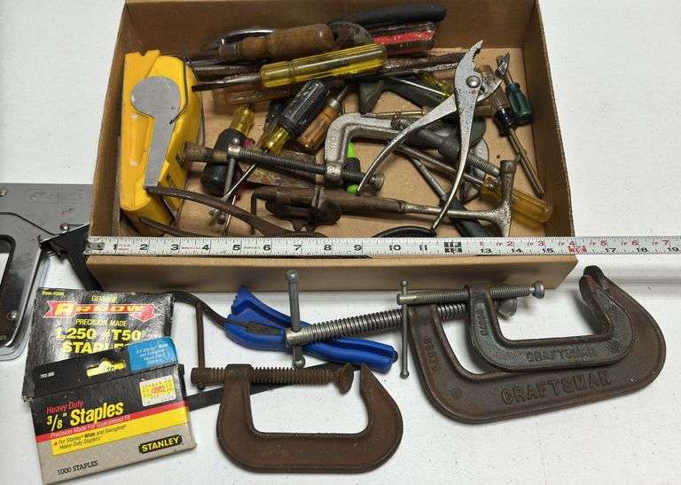 Stapler Gun, Staples, Pliers, & Misc. Tools
