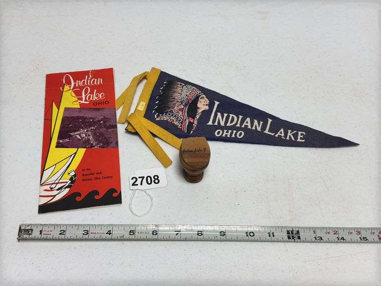 Indian Lake Flag, Flyers, & Wooden Toilet