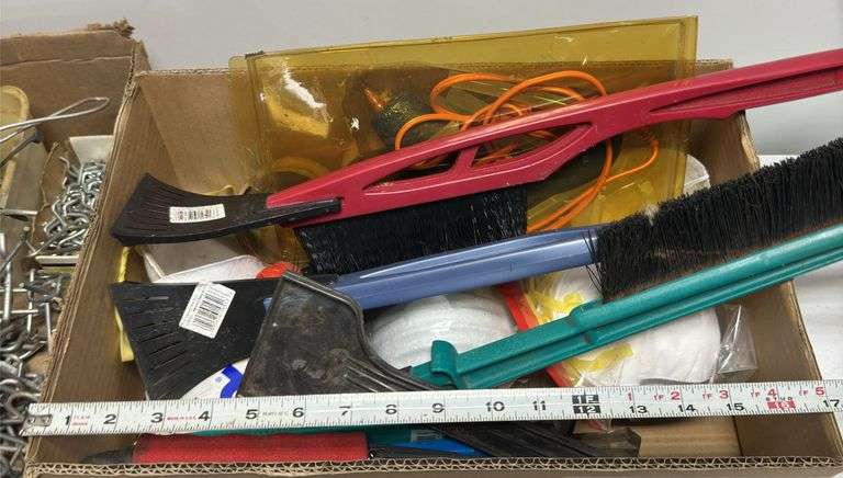 Peg Board Hooks, Craftsman Tool Box & Contents, Snow Scrapers, & Misc.