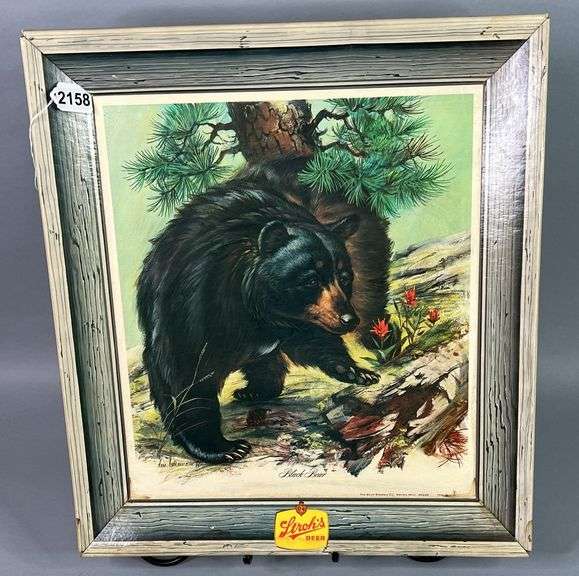 Stroh’s Beer Cardboard Black Bear Advertising Sign image