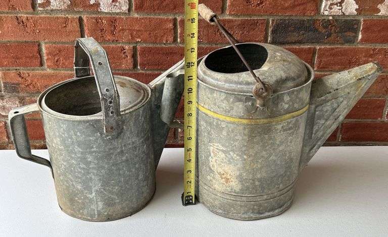 Galvanized Steel Watering Cans (x2)