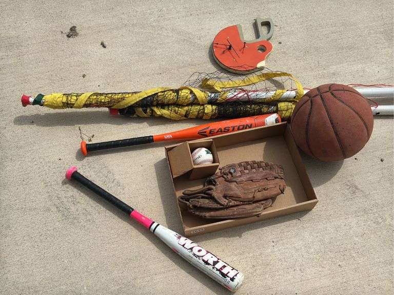 Volleyball Net, Baseball Supplies, & Assorted Items