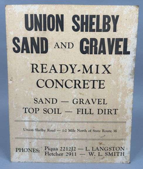 Union Shelby Sand and Gravel Ready-Mix Concrete Sign image