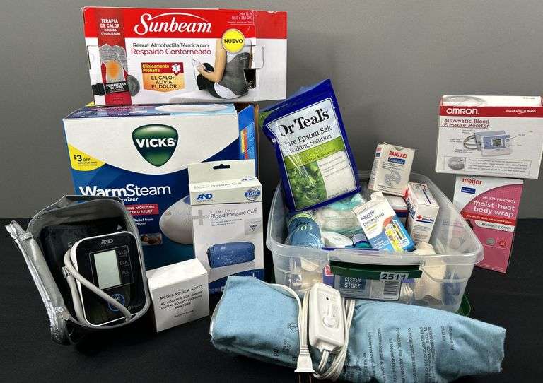 Assortment of Medical Products: Blood Pressure Cuff, BP Monitor, Body Wrap, Etc.