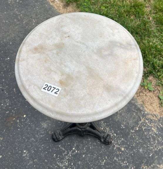 Marble Top Plant Stand with Cast Iron Base