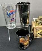 Harley Davidson & Miller Lite Cups, Beer Stein and Ertl Collectible Cars