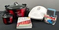 CrockPot Slow Cooker, Dip Pot & George Foreman Grilling Machine