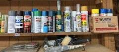 Spray Paint, Car Cleaning Supplies, & Shelf Contents
